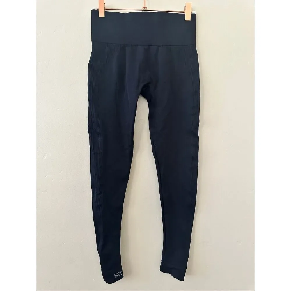 SET Active Black Knit Leggings Size Medium NWOT